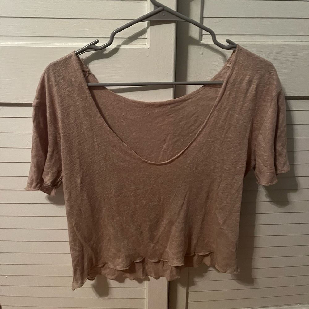 Zara Women's tan sheer cropped top